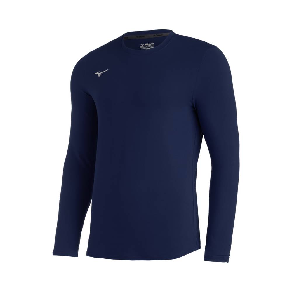 Sudaderas Mizuno Comp Diamond Long Sleeve Crew Hombre Azul Marino Outlet DFHC-03687